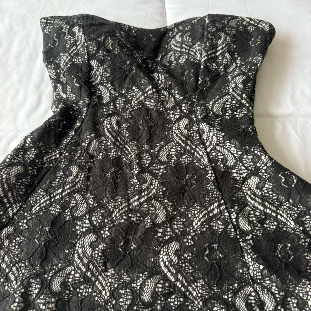 Love Culture Black Lace Strapless Padded Corset Peplum Top