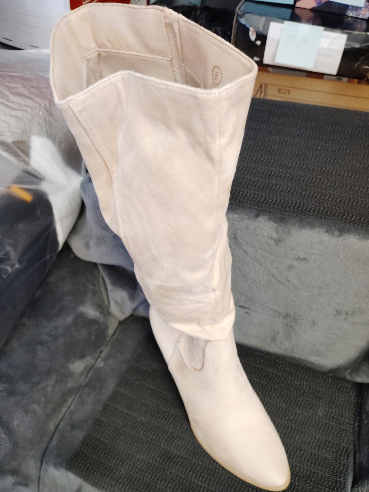 Coutgo Womens Faux Suede Knee High Stretch Winter Boots Side Zipp Size 8