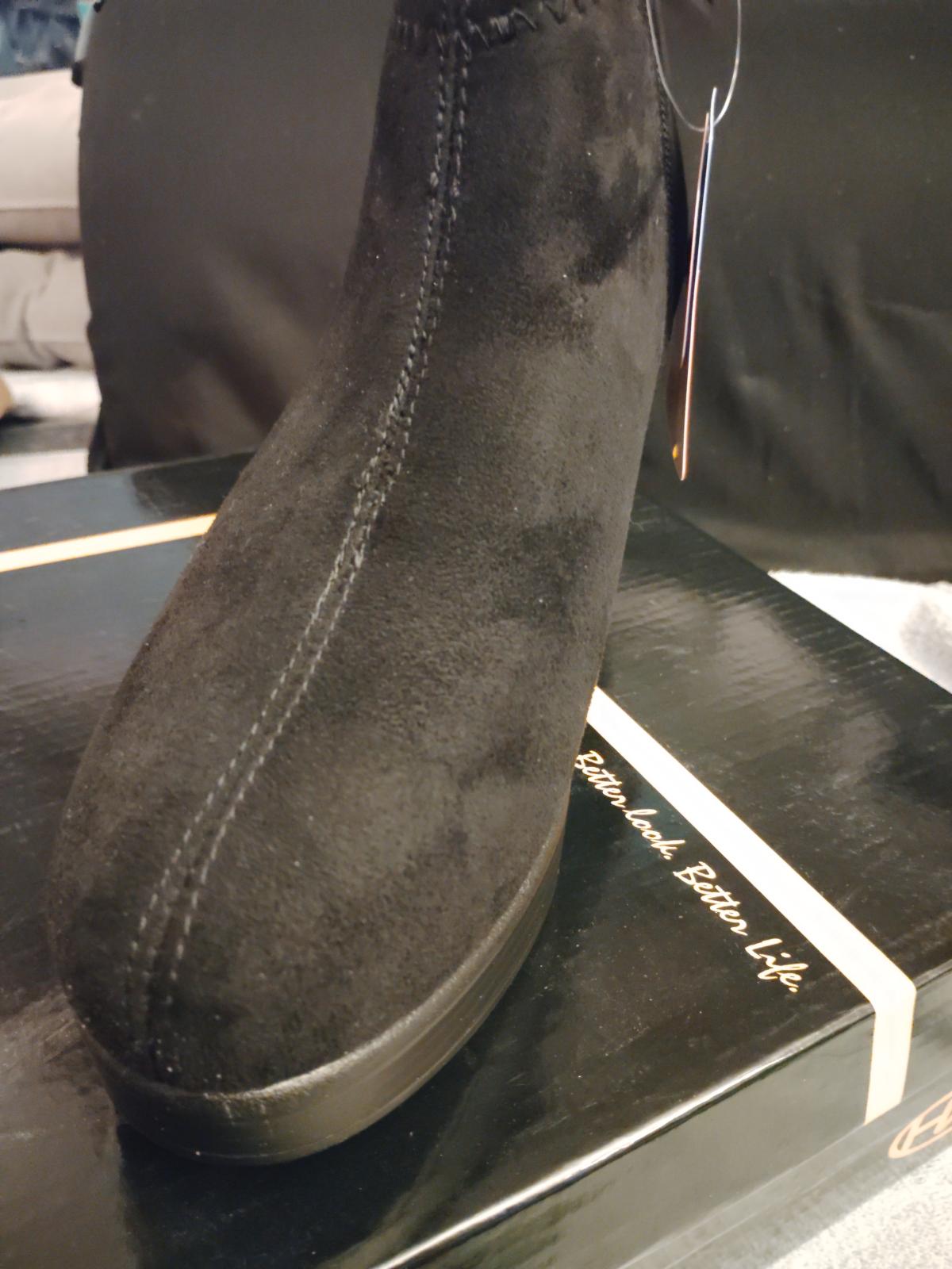 Hawk well Women's Suede Arch Support Side Zipper black Size 9