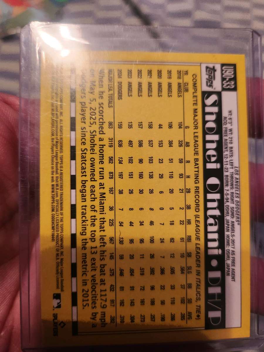 2025 Topps Update Shohei Ohtani 1990 Holo Foil