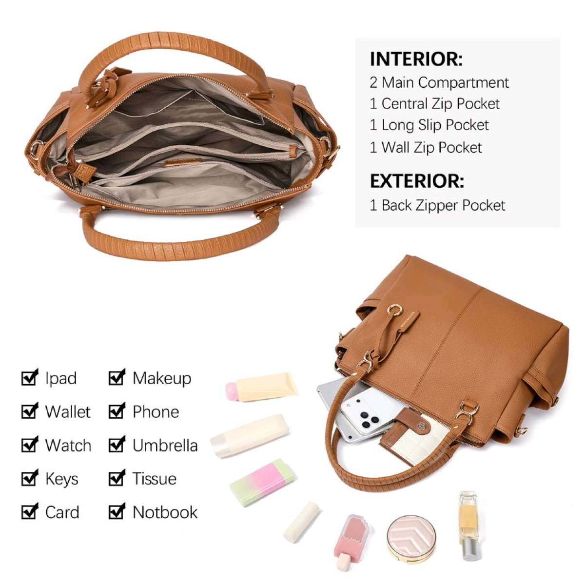 Nevin Genuine Pebbled Leather Everyday Carryall Tote