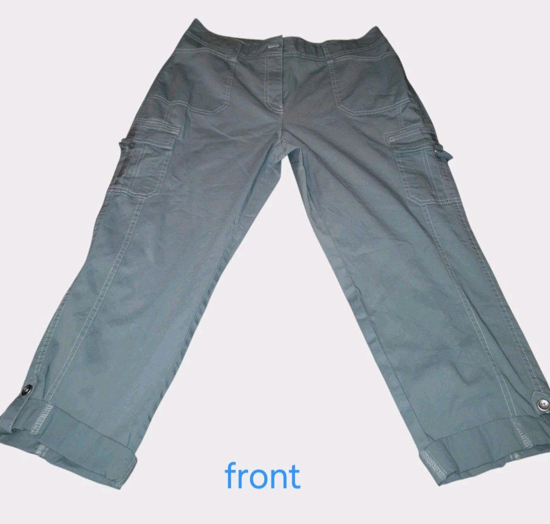Cato Blue Glass Cargo Pants Womens Mid Rise Size 10