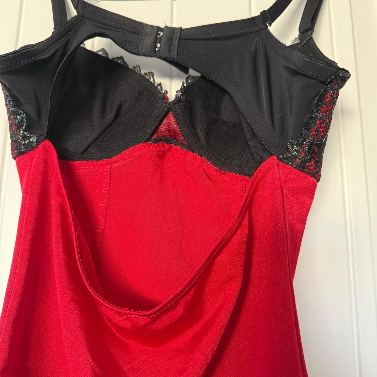 Black Lace  Red Satin Bustier Camisole  Worn Once