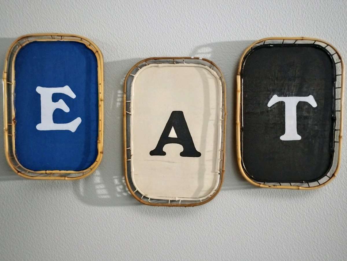 Set of 3 Bamboo Trays that spell EAT