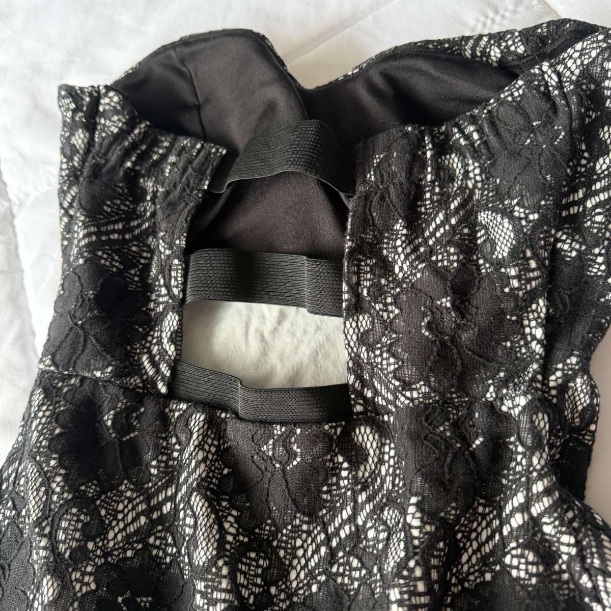 Love Culture Black Lace Strapless Padded Corset Peplum Top