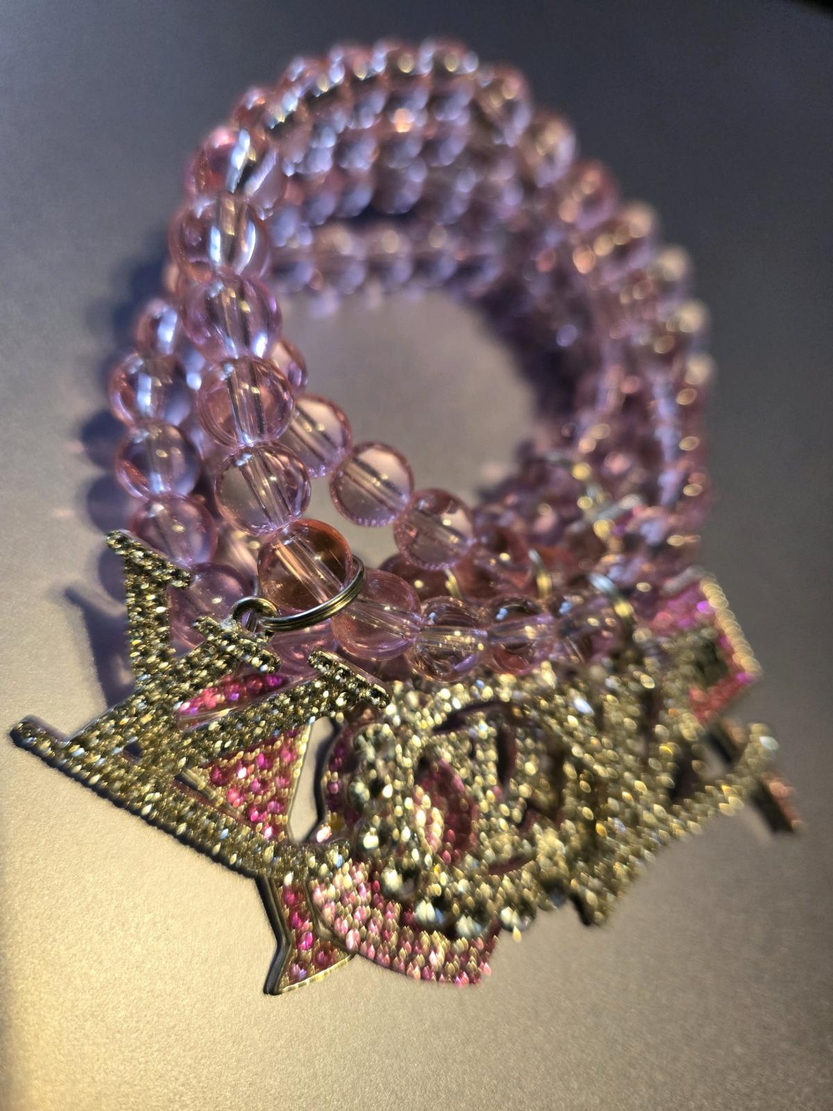 Pink Beaded Charm Bracelet set