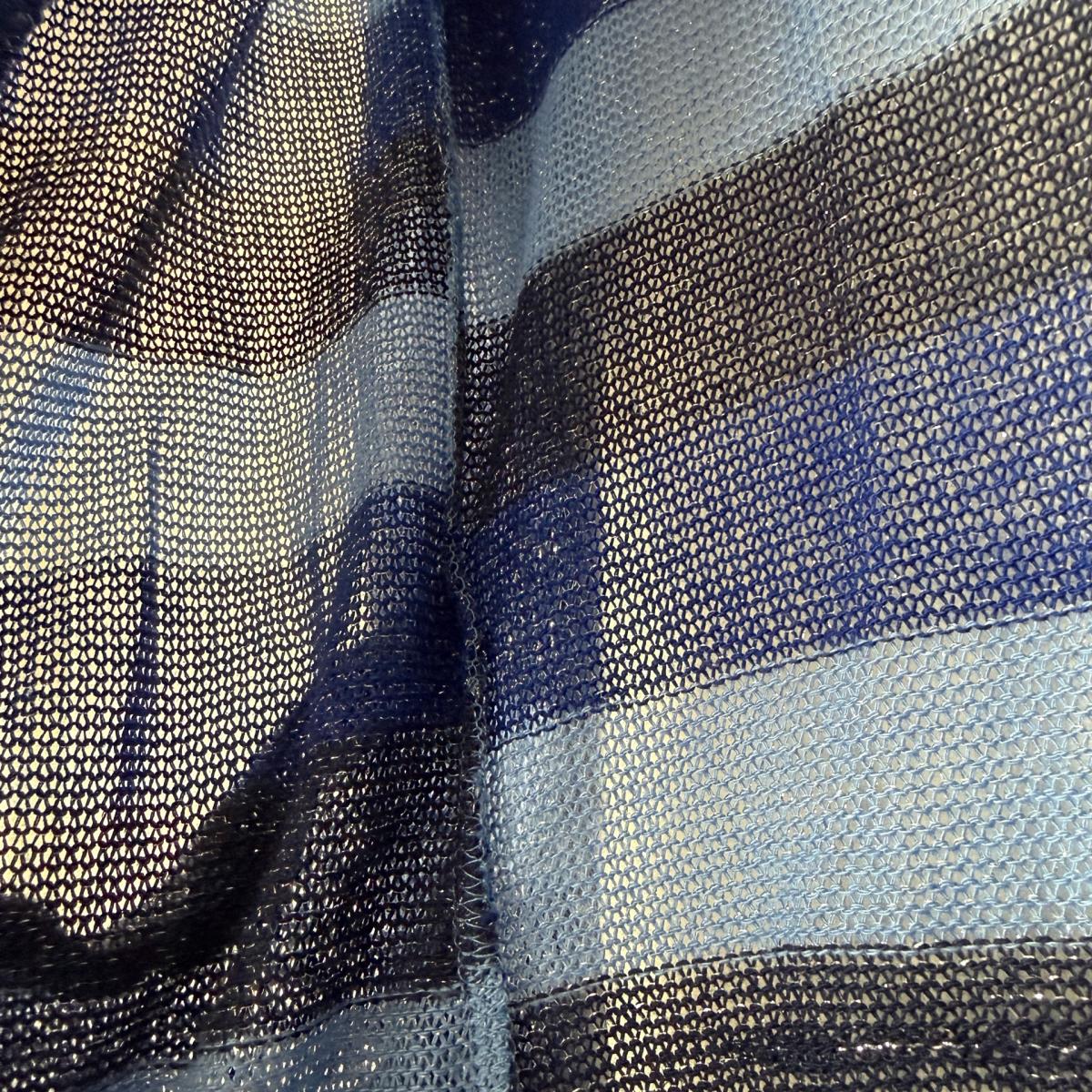 Blue Striped Lightweight Knit Cardigan  Cozy Soft Open Front