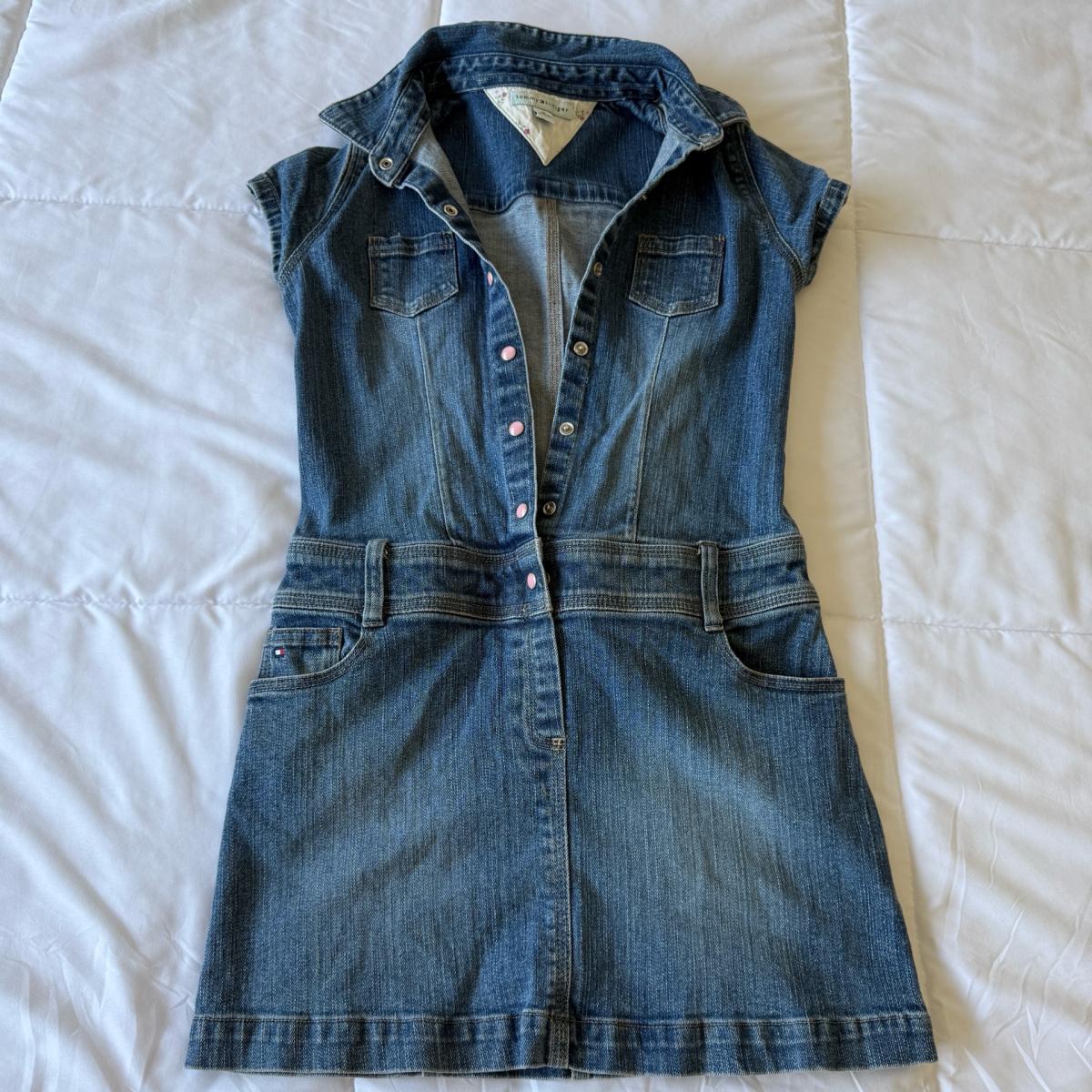 Tommy Hilfiger Girls Size 10 Denim Shirt Dress  Short Sleeve