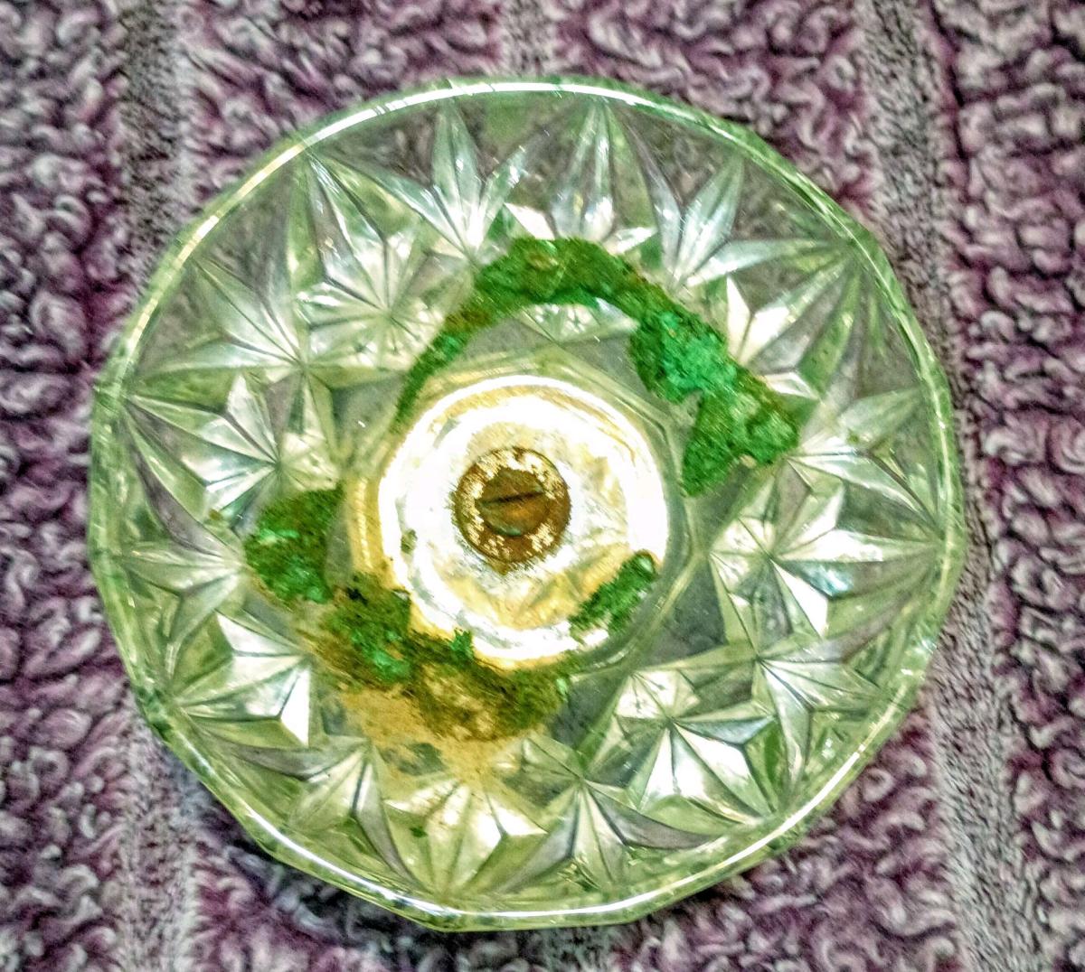 vintage crystal on a stand ashtray