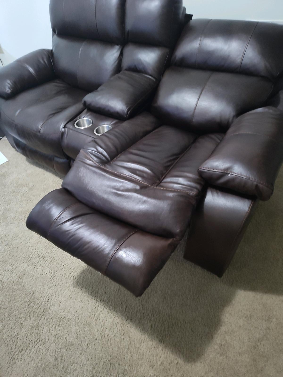 dark brown leather recliner loveseat