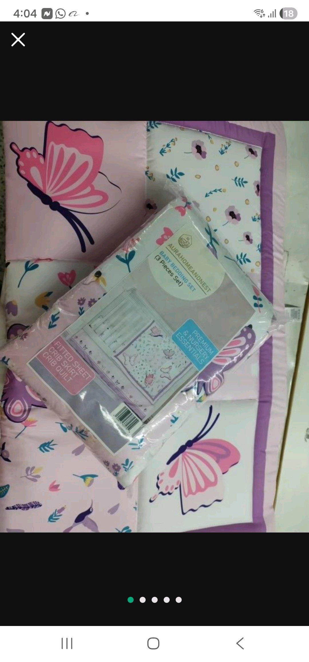 Baby Crib 3Piece Bedding Set Light Purple Butterfly Design P