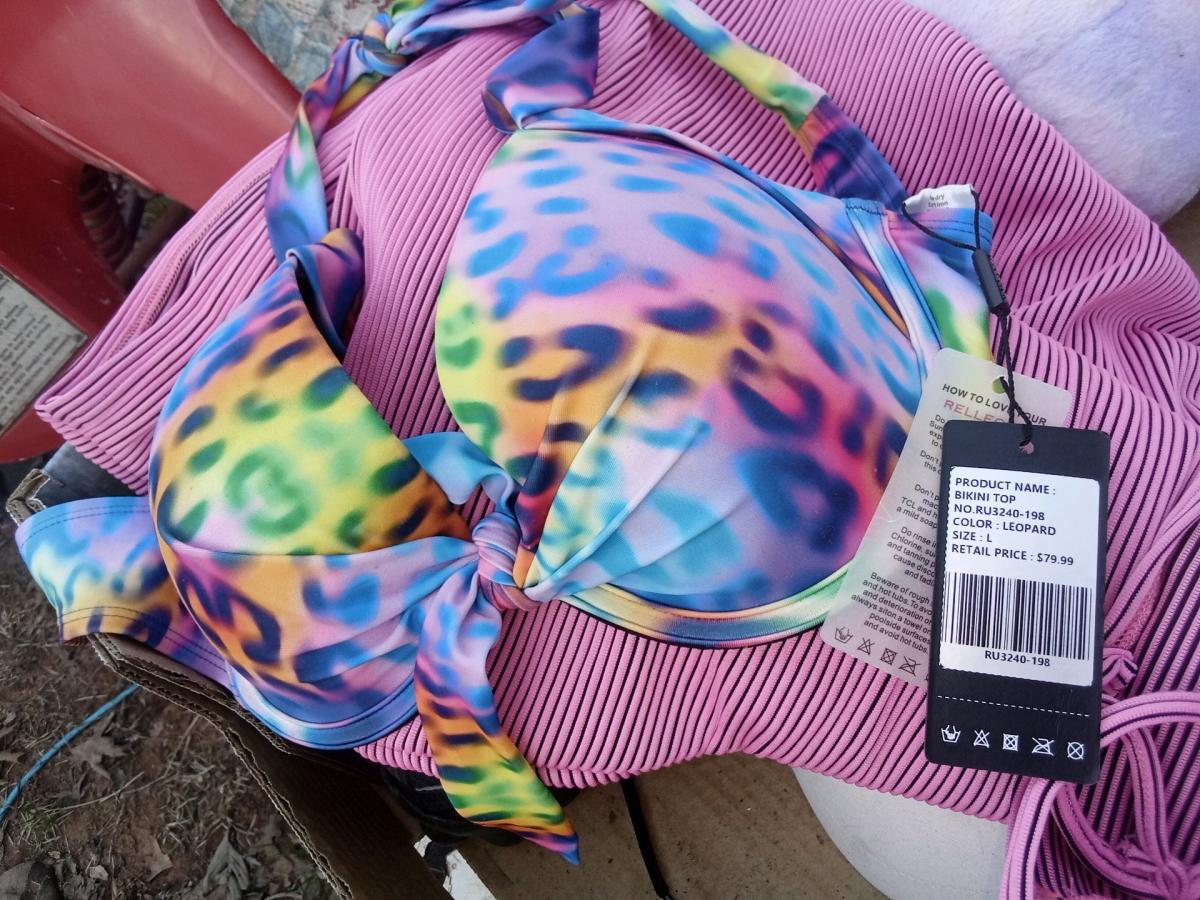 Tie die leopard Bikini top with cover up