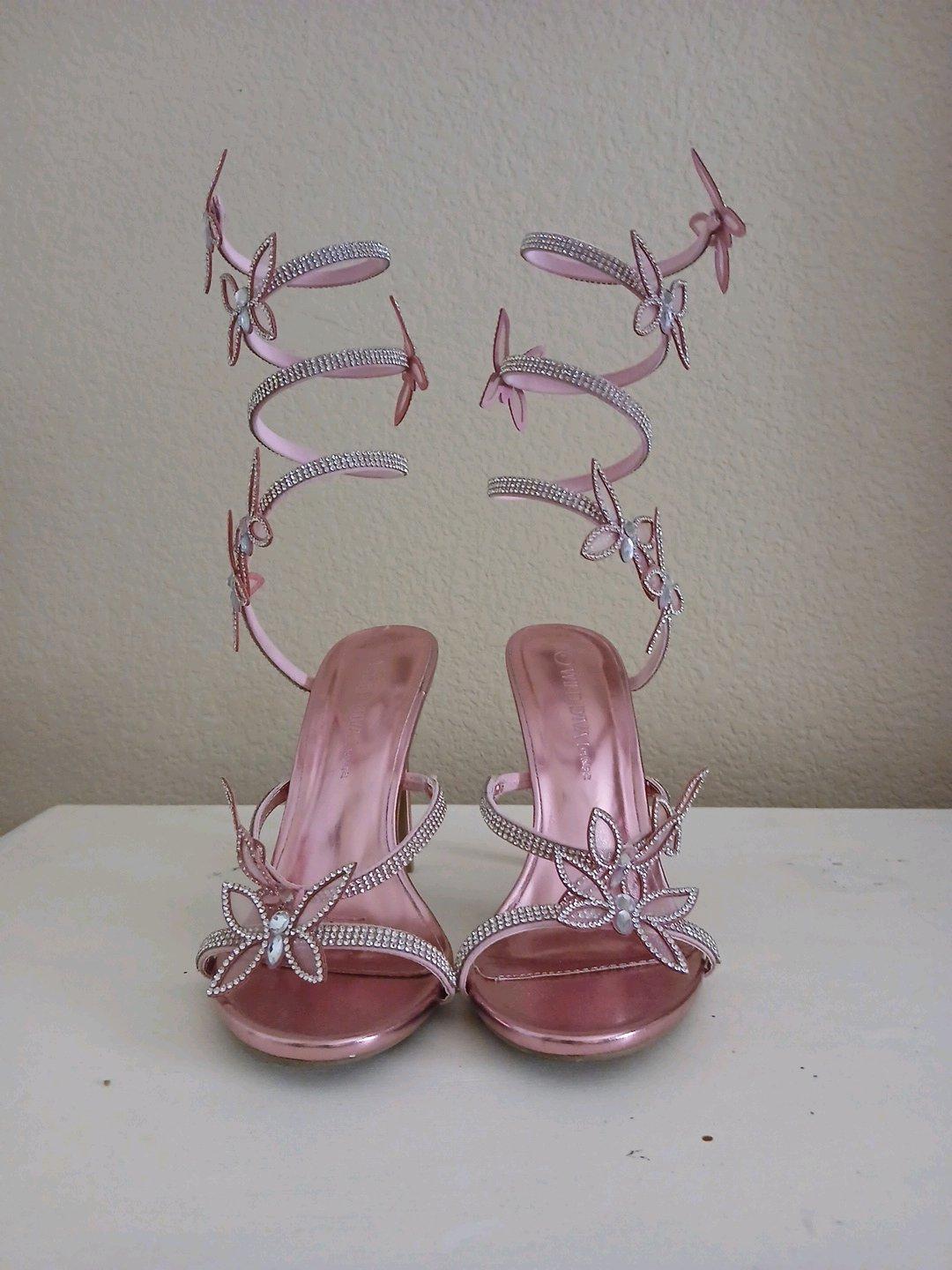 Pink Rhinestone High Heels Size 7