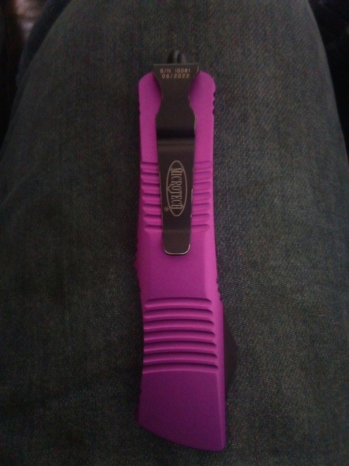 MICROTECH VIOLET UTX85 TANTO OTF AUTO KNIFE BLACK BLADE