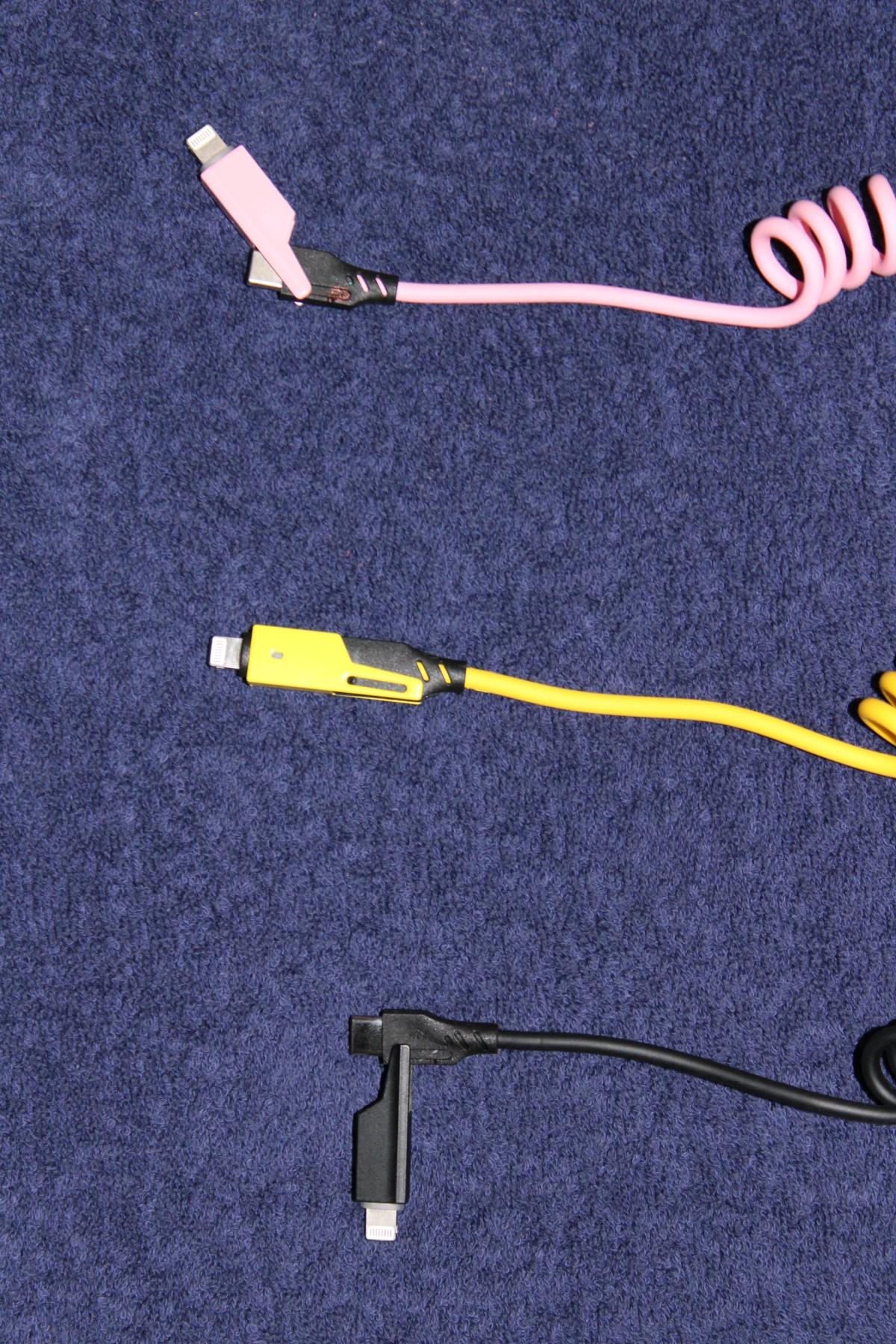 4in1 Fast Charging Coiled Cable USBC Lightning Car Charger 3