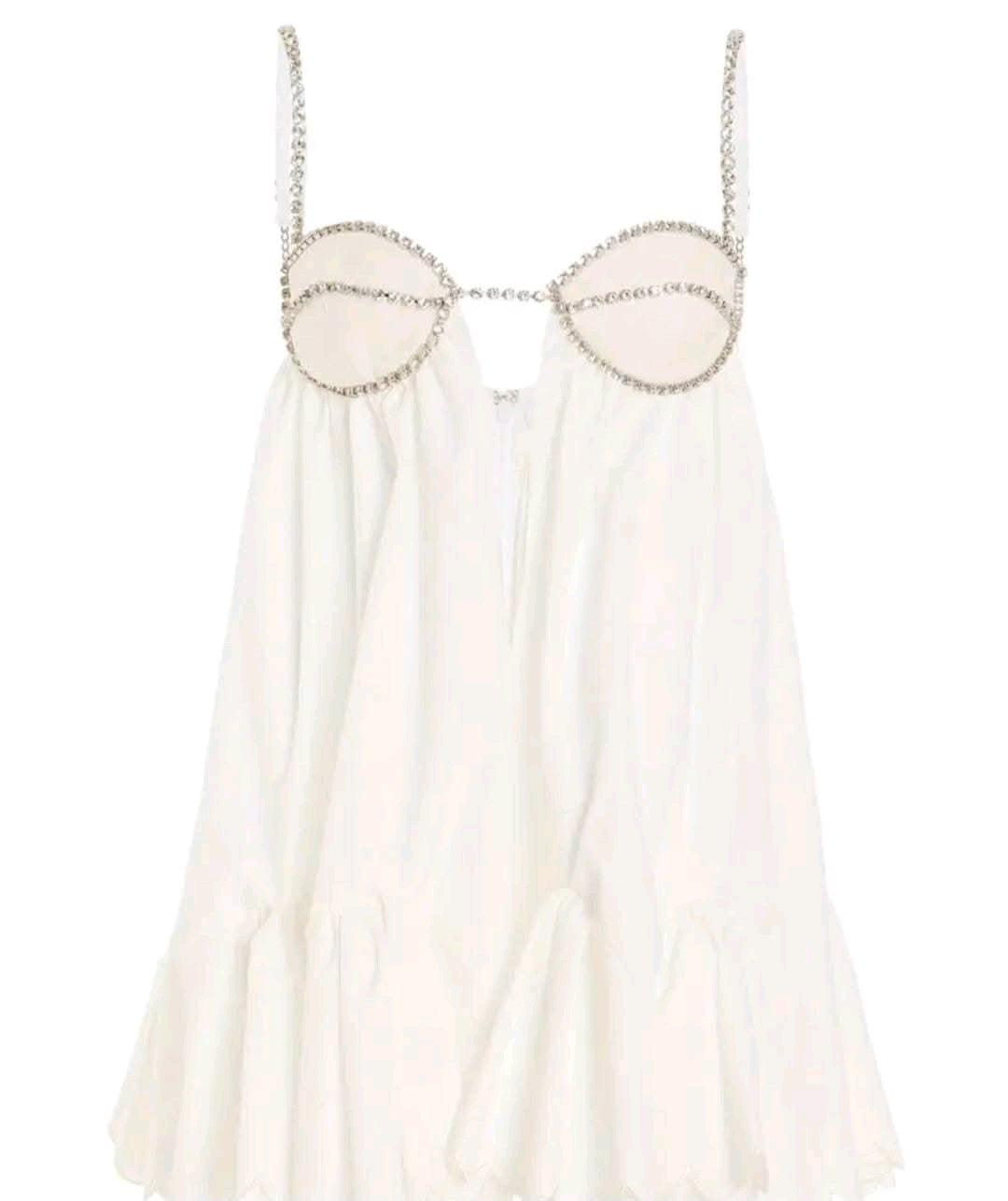 Solid Color White Womens Mini Dress