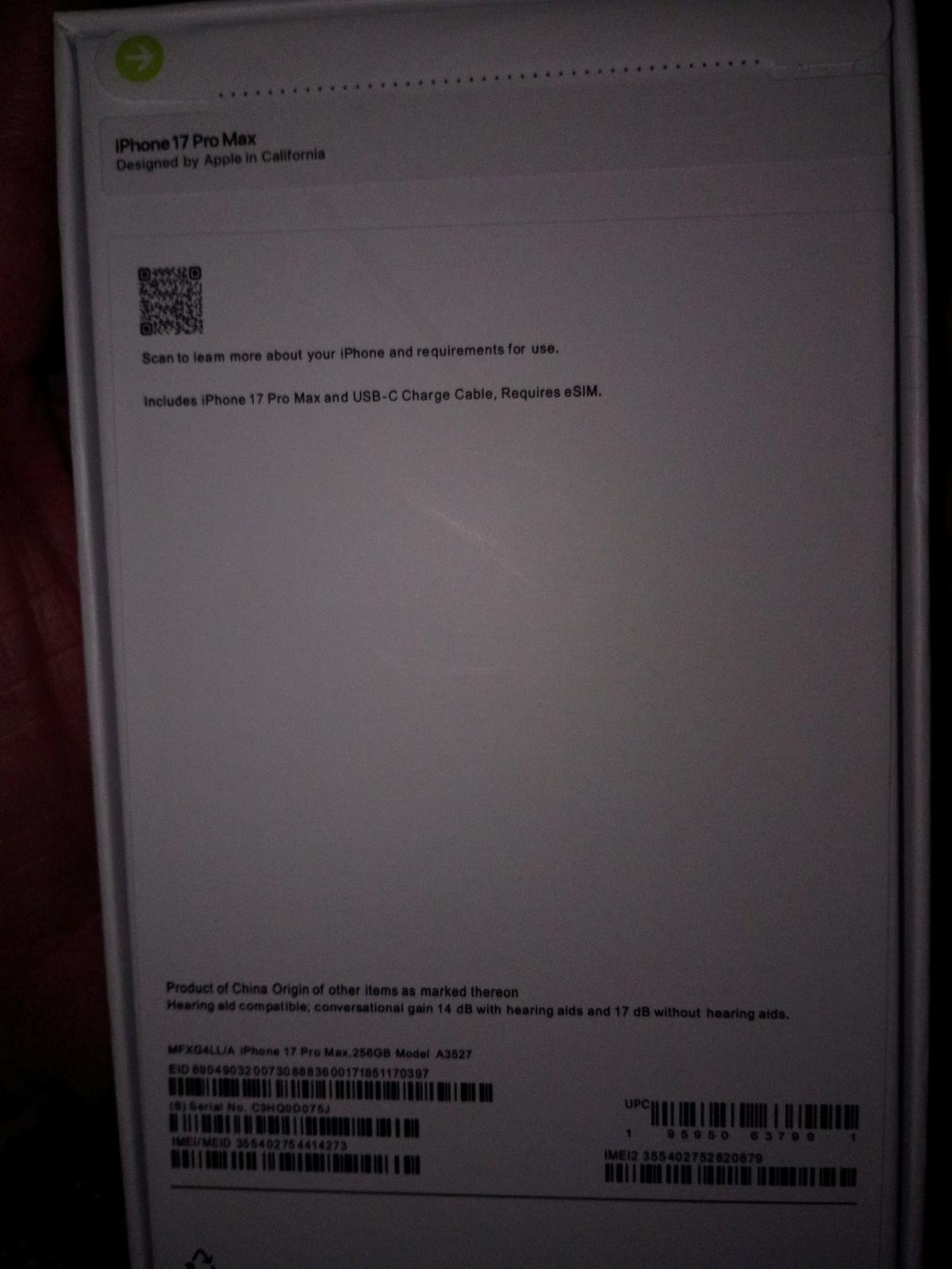 Iphone 17 promax 256gb cosmic orange unlocked in sealed box