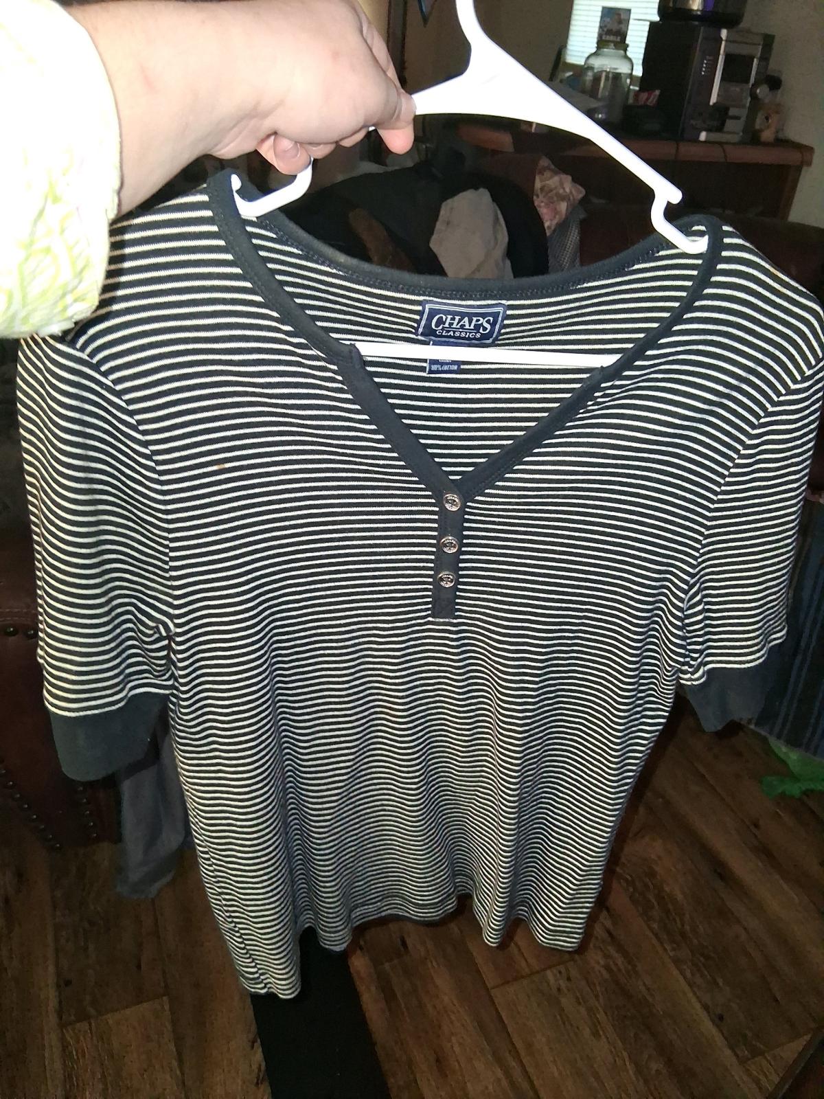 chaps classic black and white shirt