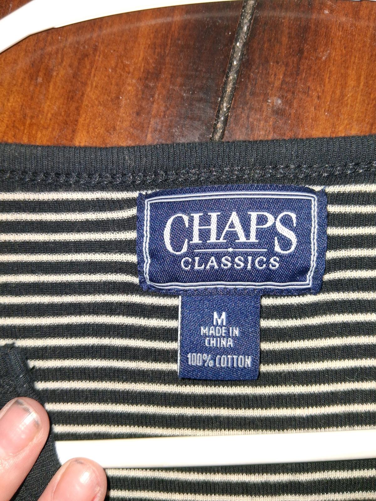 chaps classic black and white shirt