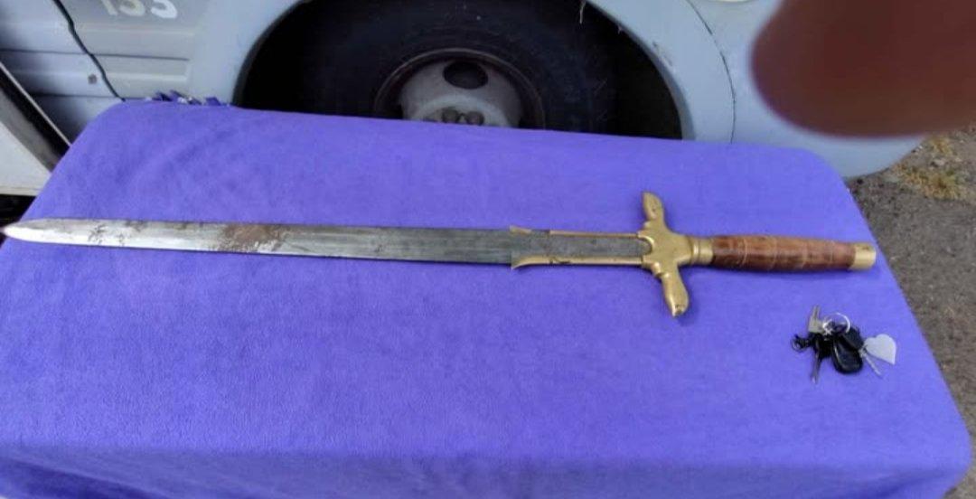 rare antique double edge sword with rosewood handle