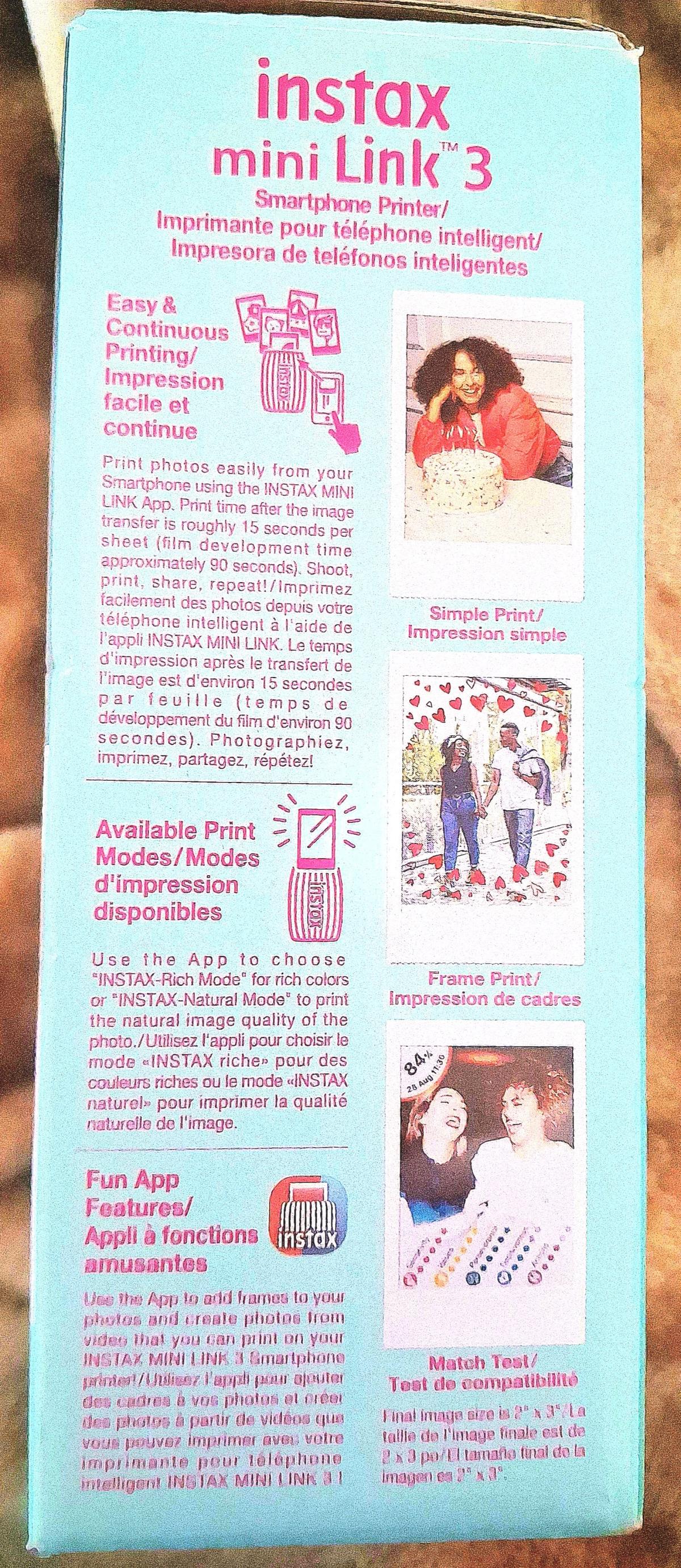 instax mini link 3 and film