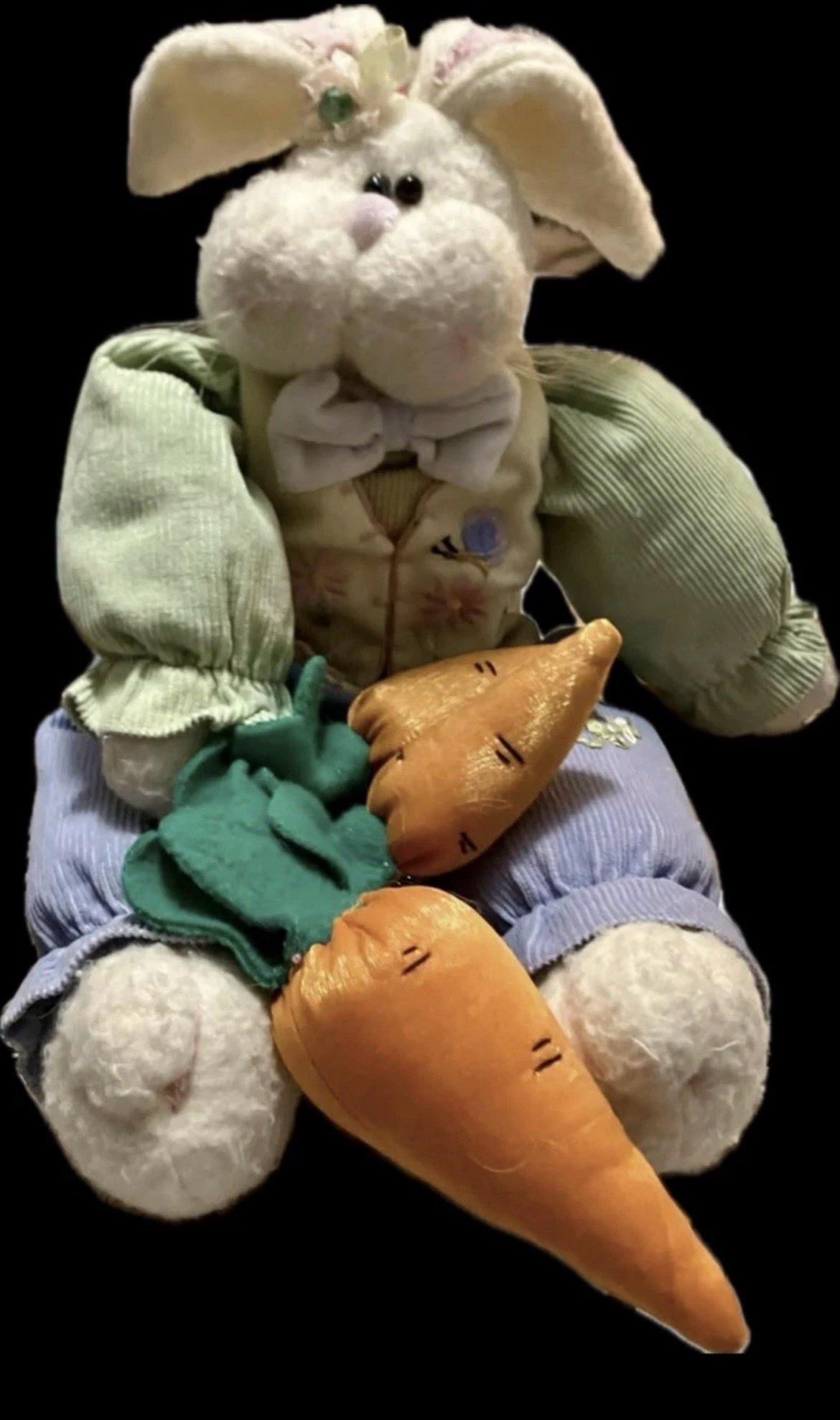 Vintage Country Rustic Bunny Rabbit Gardener Version Stuffed