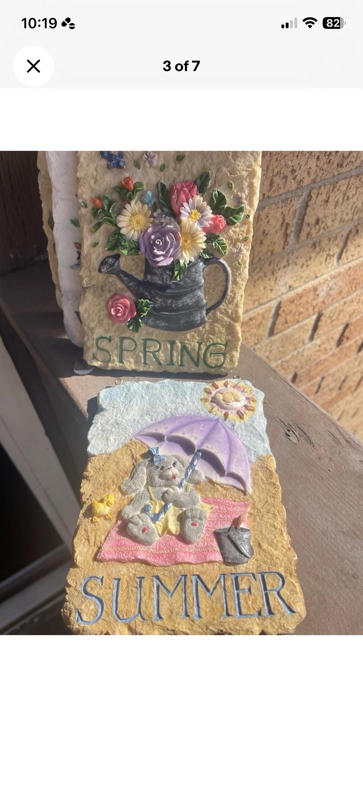 4 Seasons Ceramic Plaques Decor  Summer Spring Fall Winter