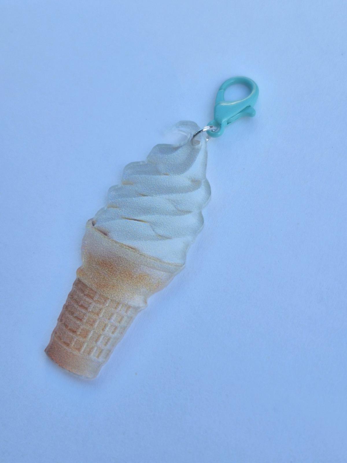 Ice Cream Cone Zipper Charm  Use As Keychain Bag Zippers Coi