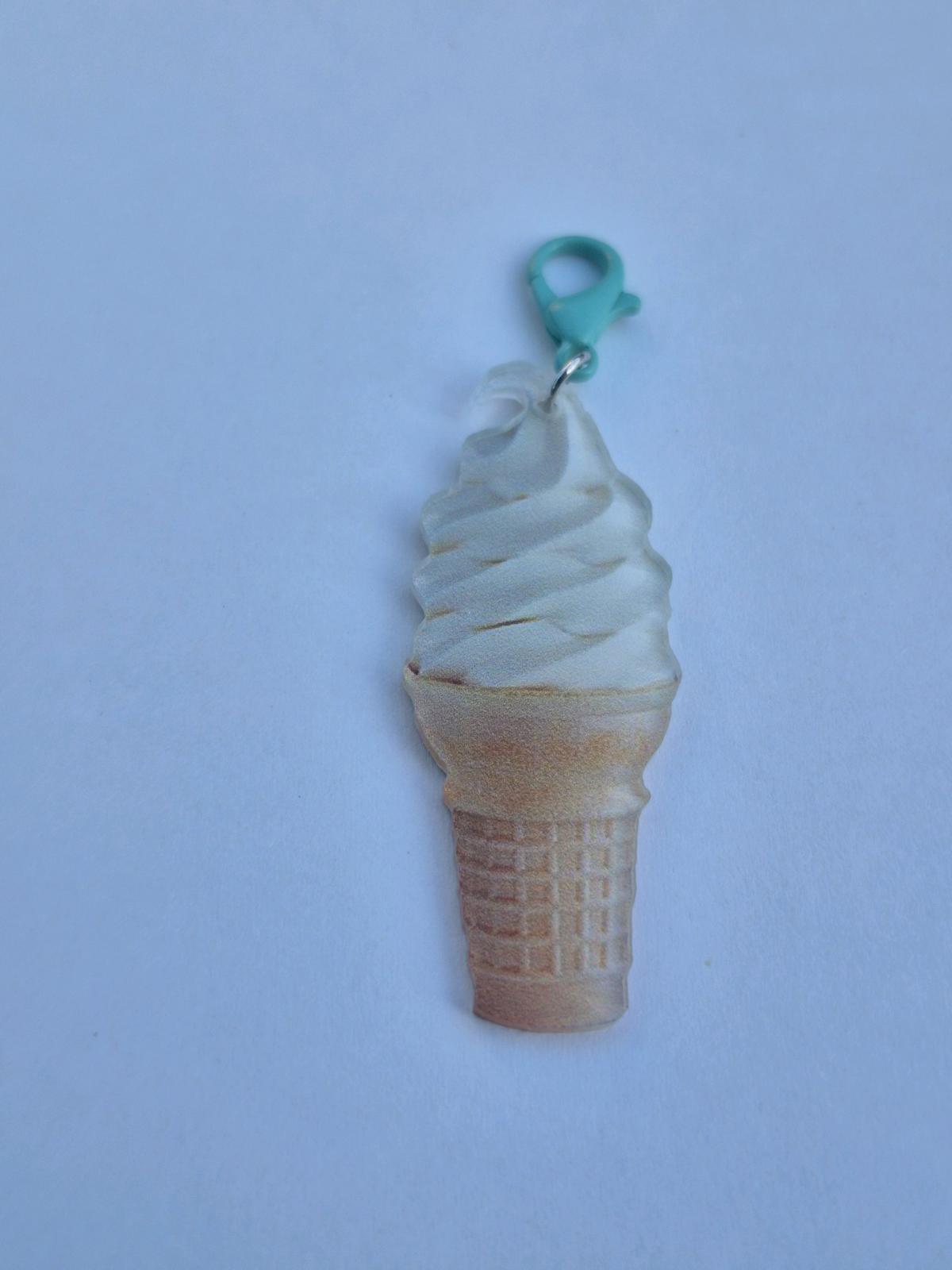 Ice Cream Cone Zipper Charm  Use As Keychain Bag Zippers Coi