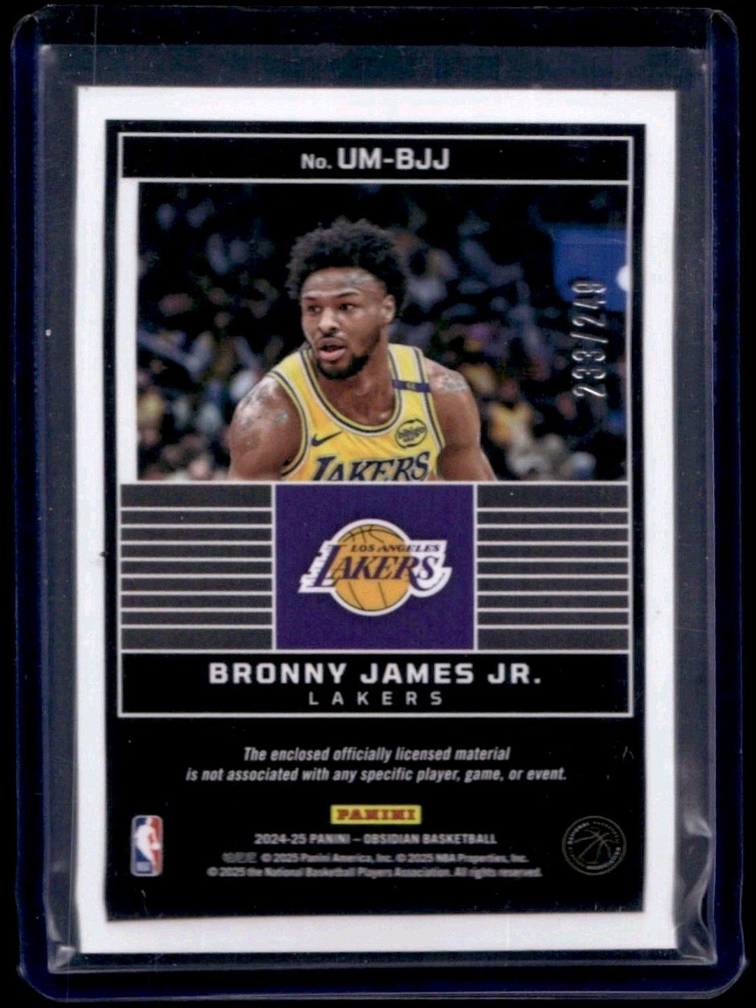 bronny james jersey card