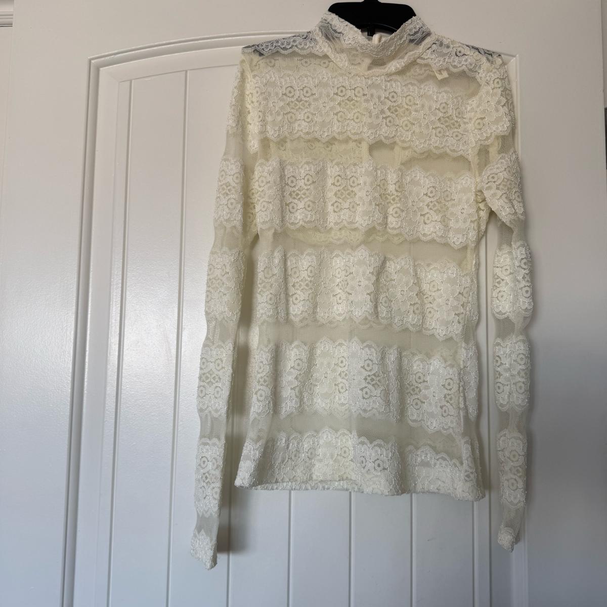 Romantic VintageInspired Ivory Lace HighNeck Blouse Sheet