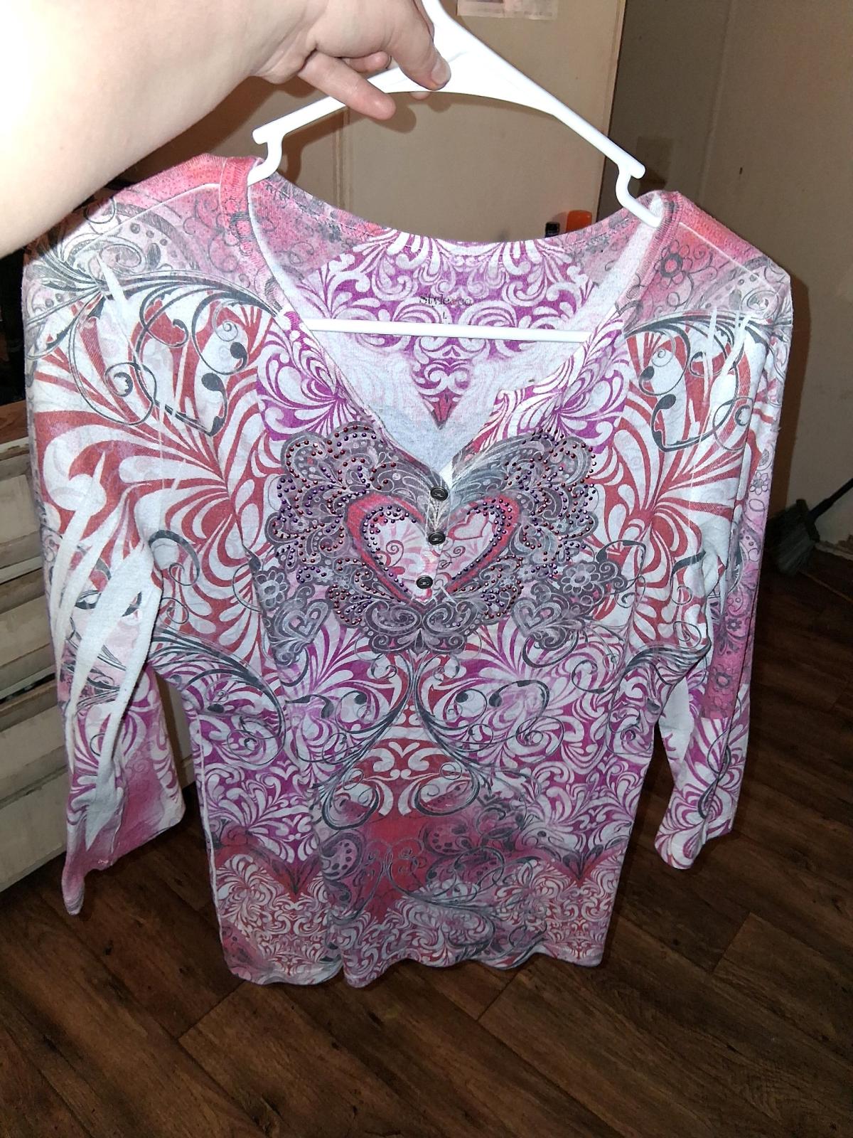 style and co heart floral long sleeve shirt