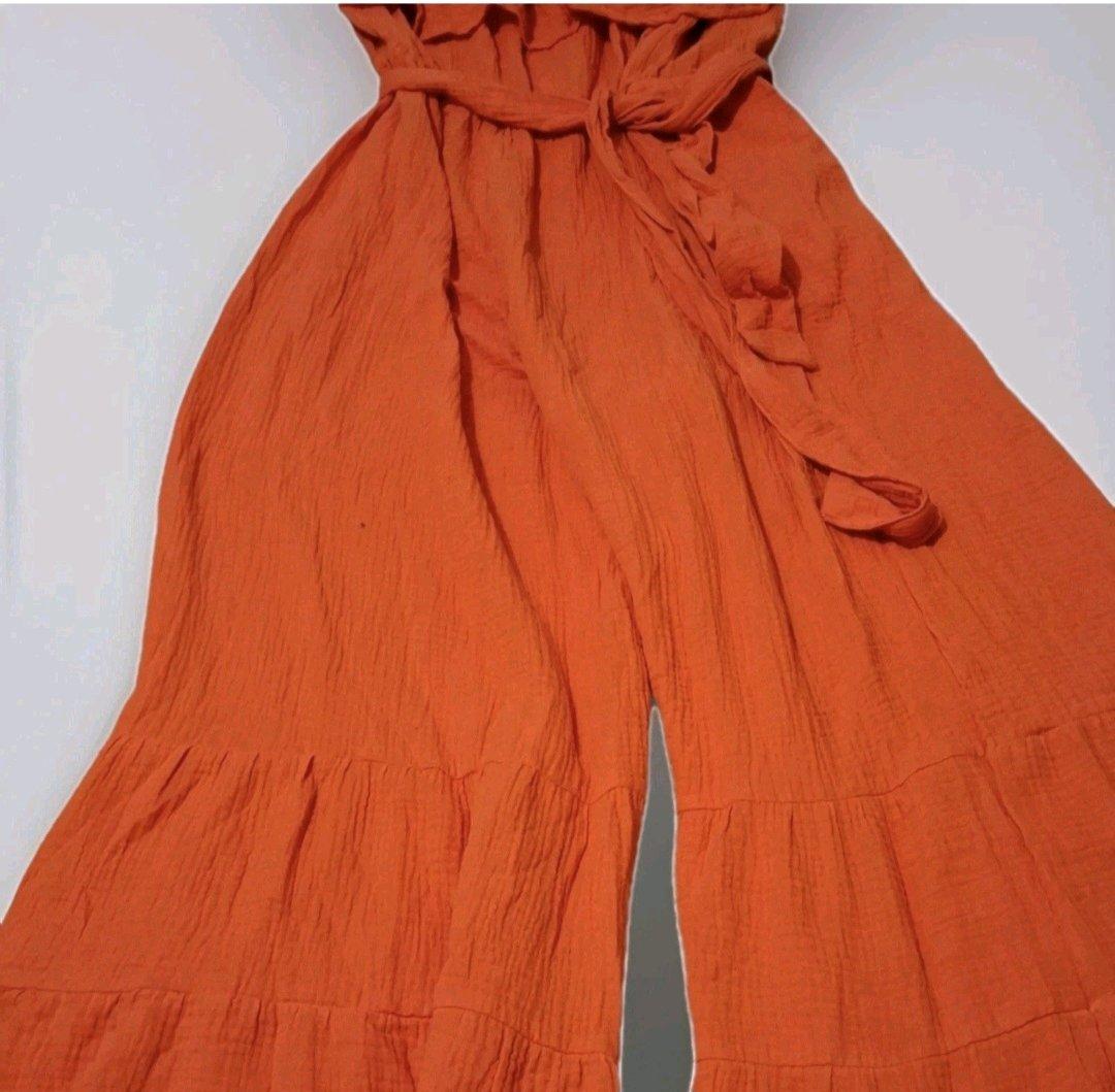 Womans Palazzo Tropical Jumpsuit 1820W Orange Tangerine