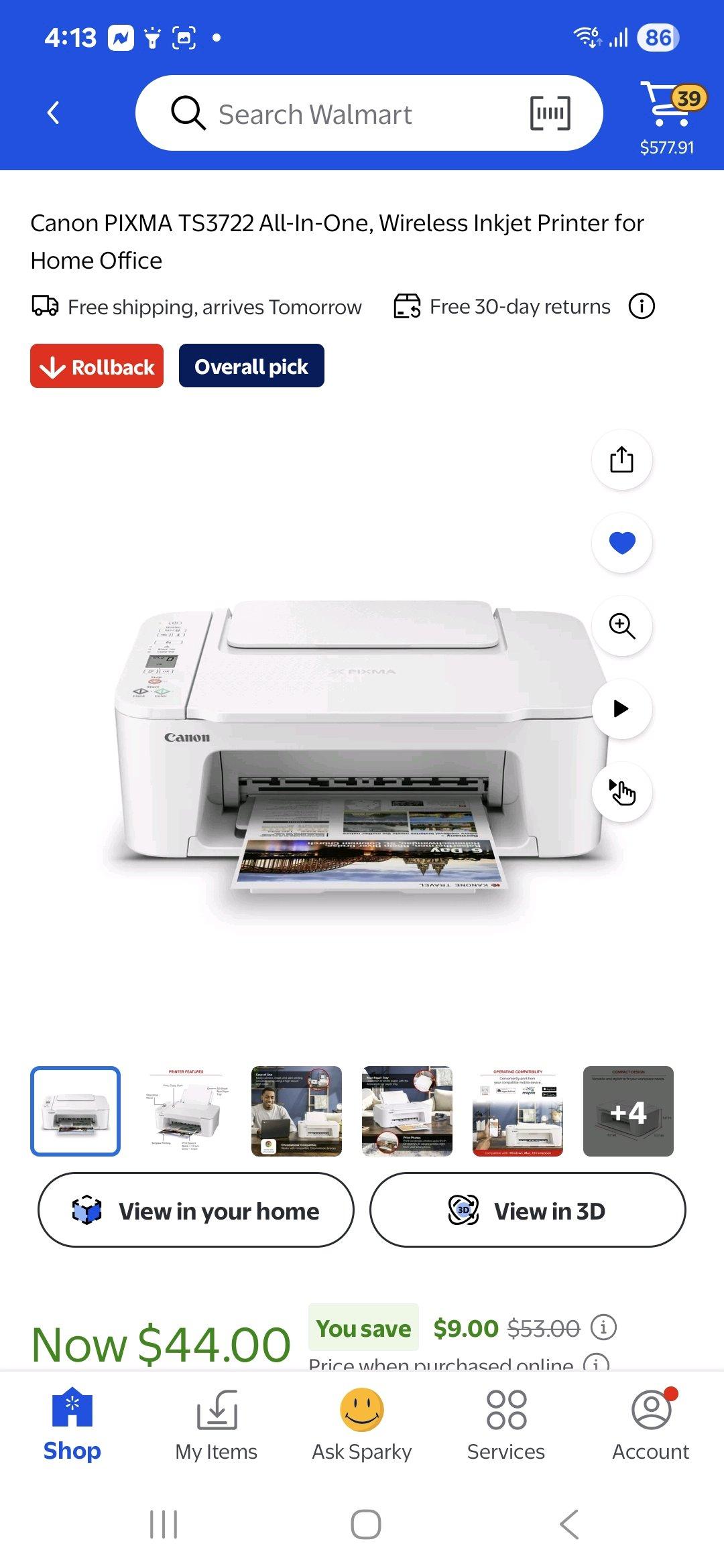Canon Pixma TS3700 All in one Wireless Inkject Printer