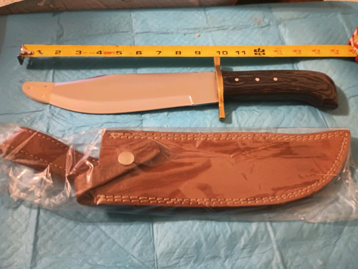 15in Bowie knife with leather sheath