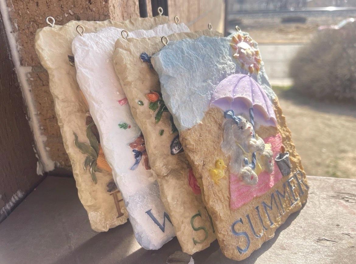 4 Seasons Ceramic Plaques Decor  Summer Spring Fall Winter