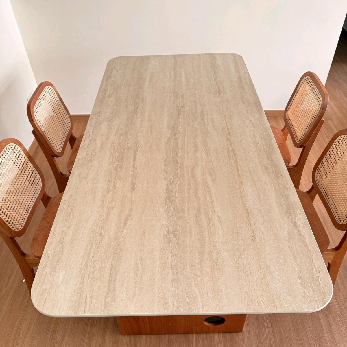 Scandinavian Cherry Wood Sintered Stone Dining Table Timele