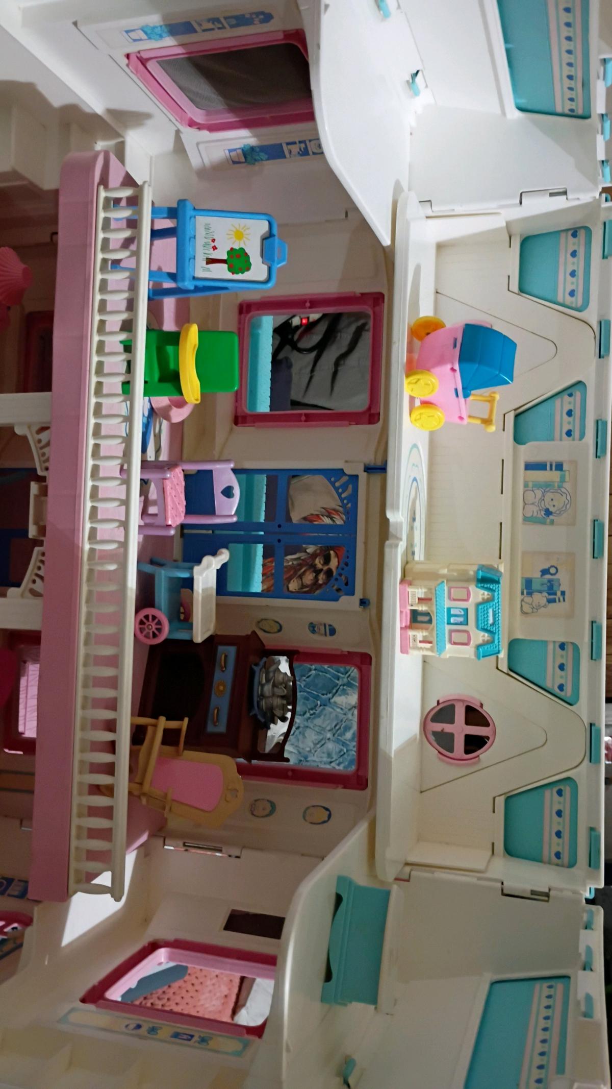 vintage dollhouse with accessories