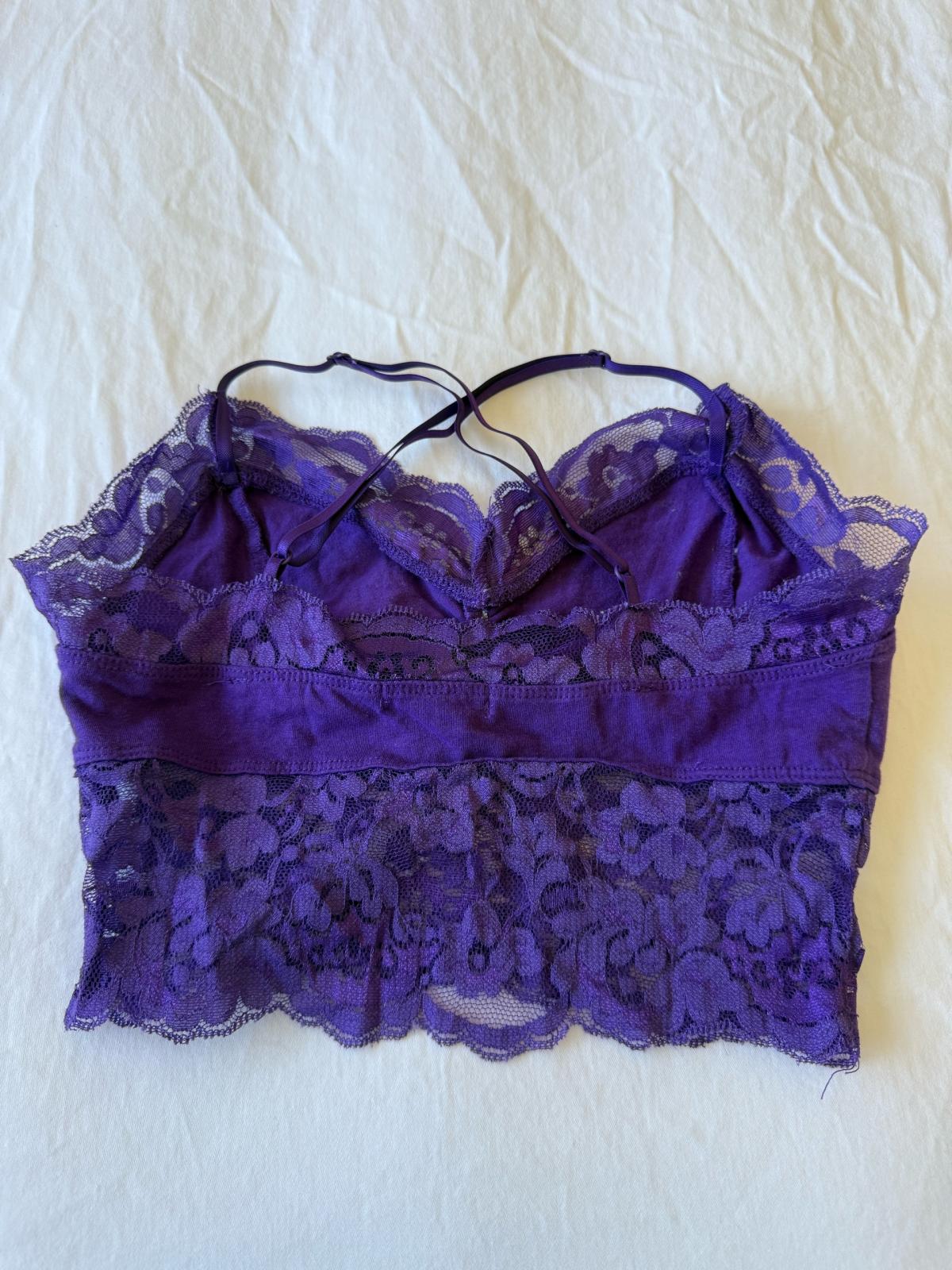 Romantic Violet Lace Bralette Crop Top  Silky Satin  Floral