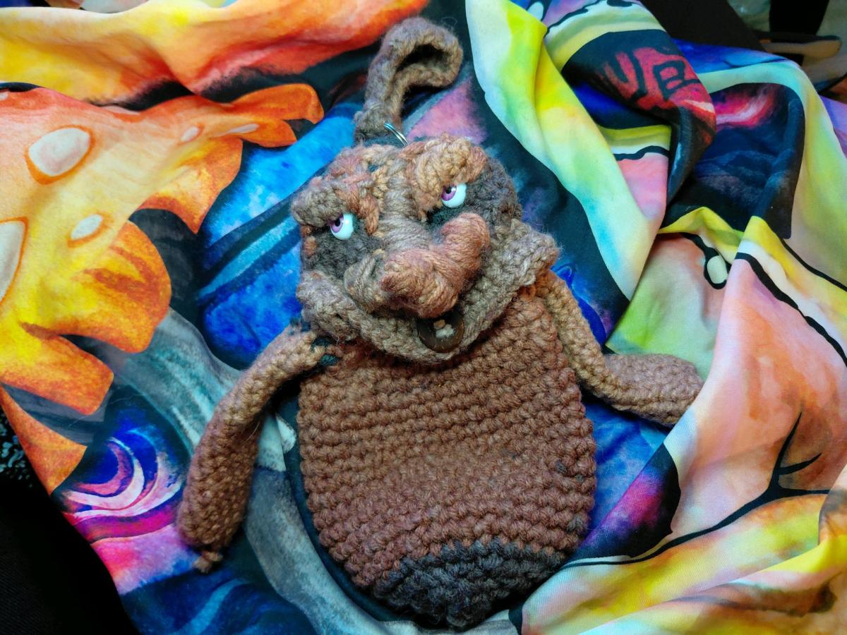 Handmade Bark Troll Coin Pouch  Small Treasure Bag