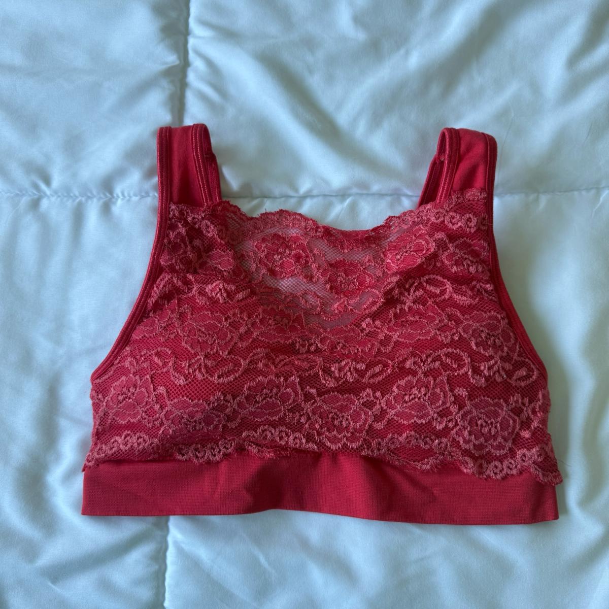 New Kathy Padded Lace Bralette  Red Seamless PushUp Crop Top