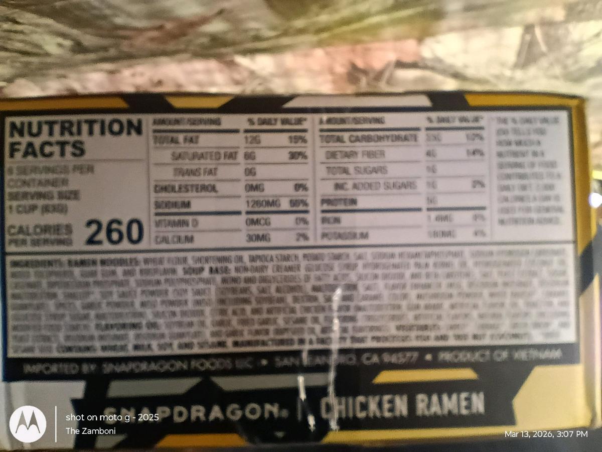 Chicken flavored ramen noodle