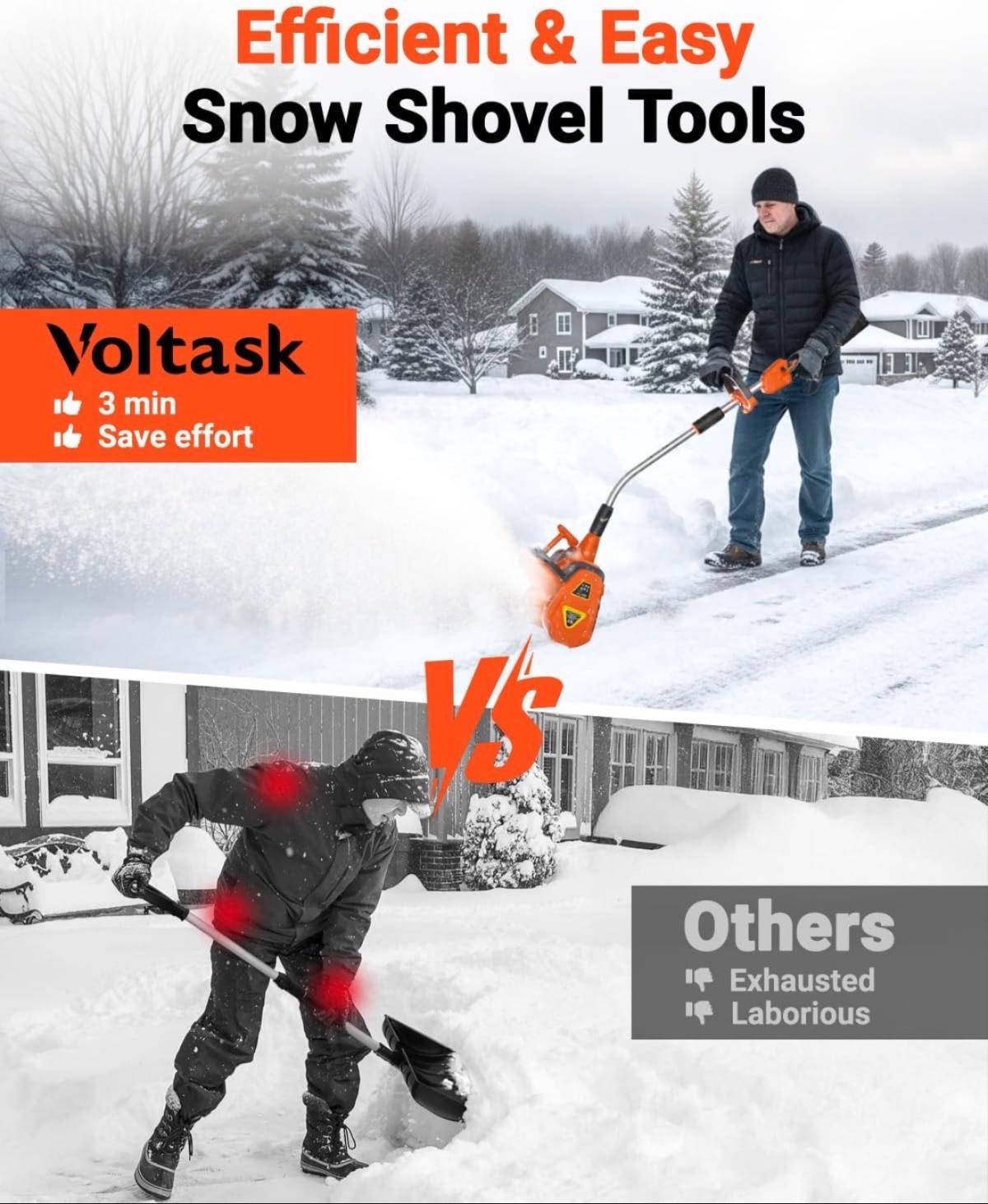 VOLTASK Cordless Snow Shovel