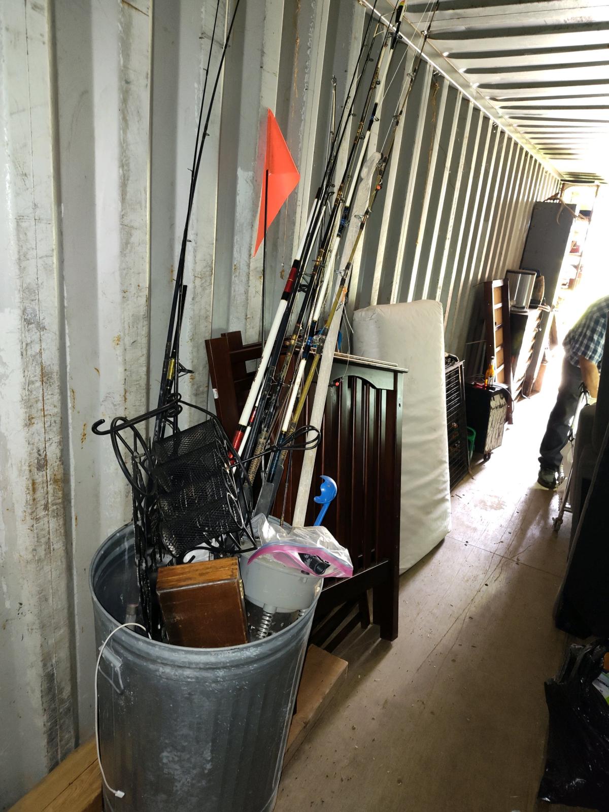15 foot Grumman aluminum canoe fishing poles and tackle kit