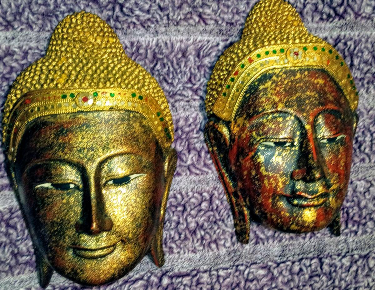 wood Buddha masks