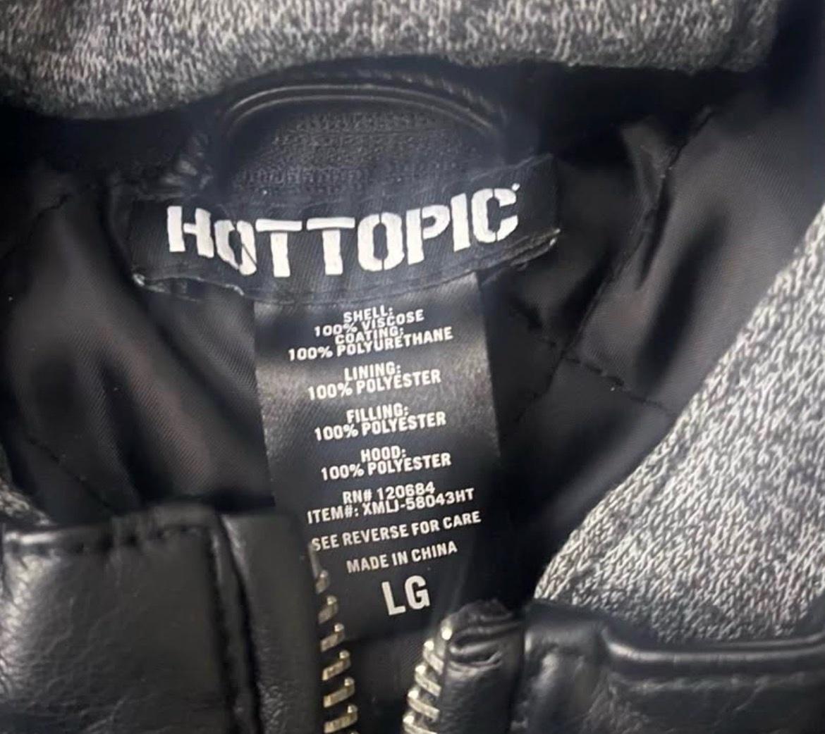 MENS HOODED FAUX LEATHER JACKET
