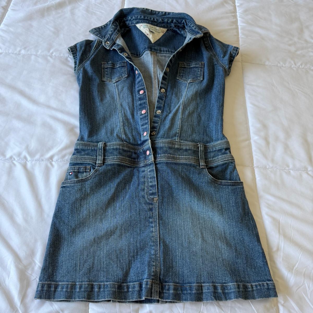 Tommy Hilfiger Girls Size 10 Denim Shirt Dress  Short Sleeve