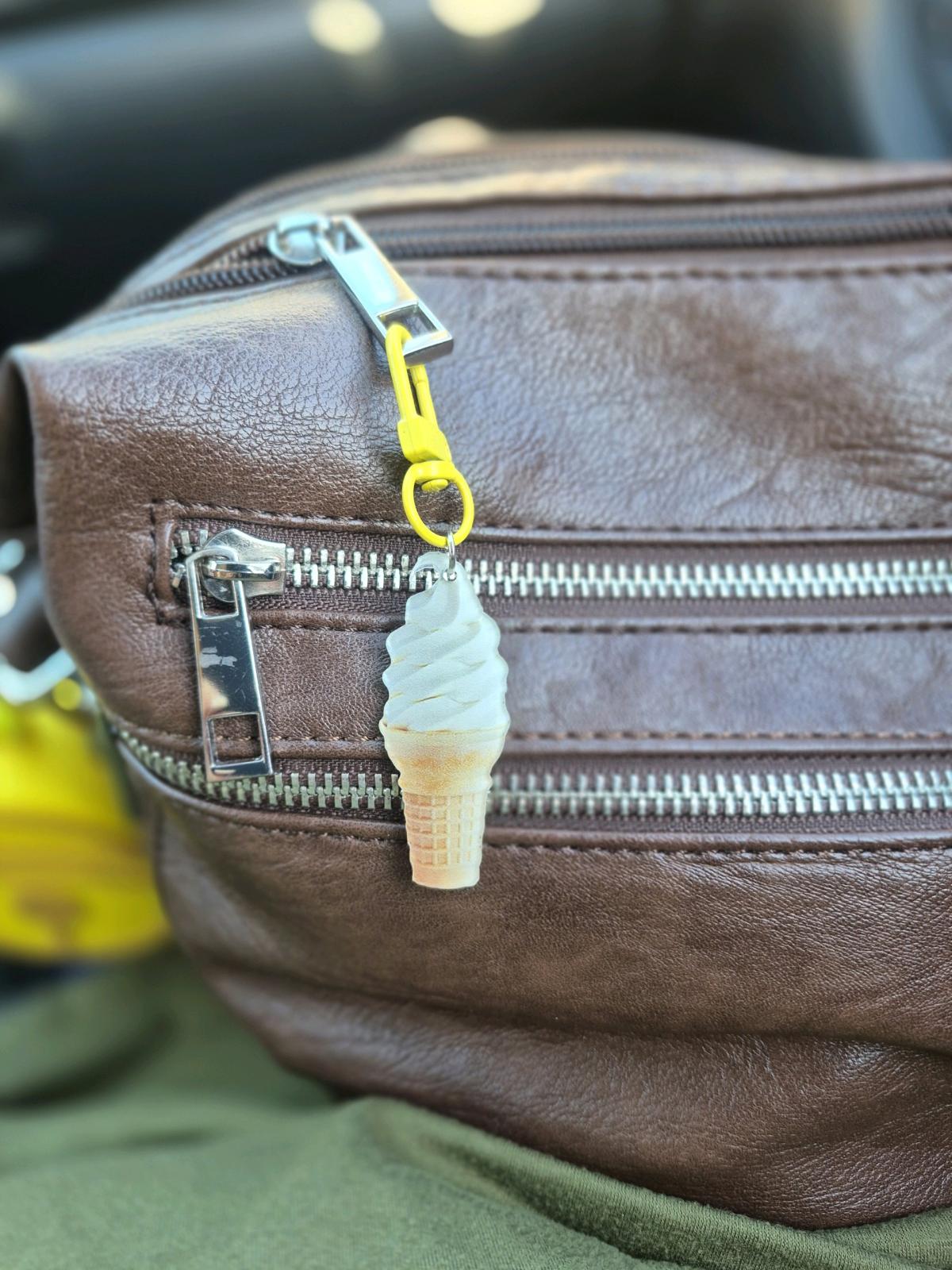 Ice Cream Cone Zipper Charm  Use As Keychain Bag Zippers Coi