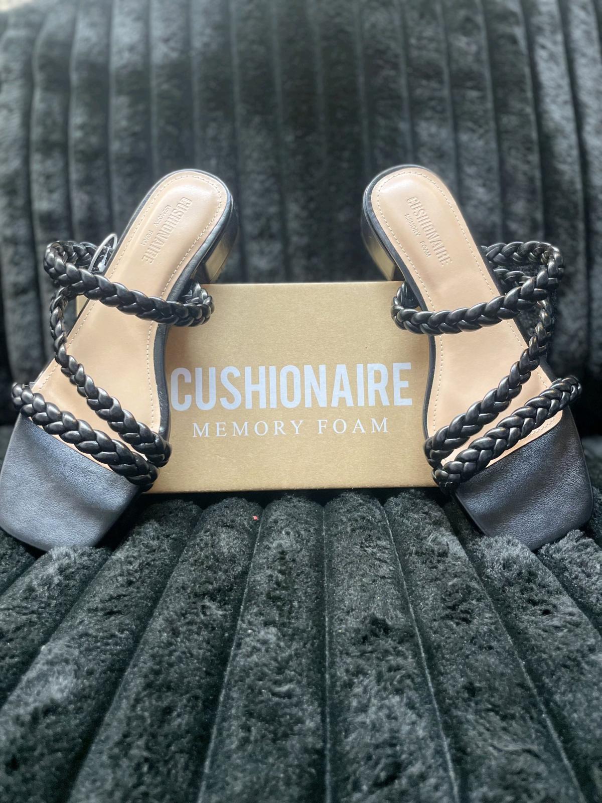 Black low heel sandals