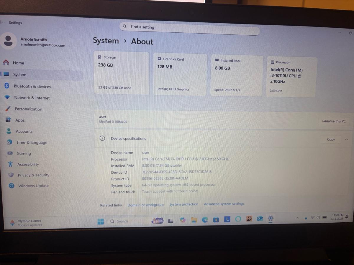 Lenovo IdeaPad 3 Laptop  i3 8GB RAM  Works Good  100 OBO Nee